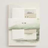 "Hillside" - Wedding Invitations in Moss by Hannah Williams - Assembled with Belly Band