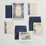 "Gilded" - Wedding Invitations in Cerulean by GeekInk Design - Invitation Suite