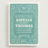"Fiesta Folk Art" - Wedding Invitations in Lagoon by root beer float - Front