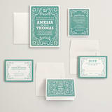 "Fiesta Folk Art" - Wedding Invitations in Lagoon by root beer float - Invitation Suite