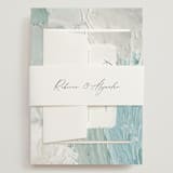 "Tidal Wave" - Wedding Invitations in Aqua by Hooray Creative - Assembled with Belly Band