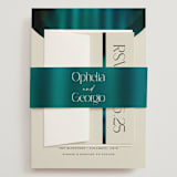 "Spectrum" - Wedding Invitations in Teal by Heather Schertzer - Assembled with Belly Band
