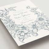 "Wreath In Bloom" - Wedding Invitations in Lake by Leah Bisch - Detail
