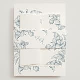 "Wreath In Bloom" - Wedding Invitations in Lake by Leah Bisch - Assembled with Belly Band