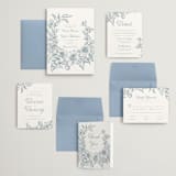 "Wreath In Bloom" - Wedding Invitations in Lake by Leah Bisch - Invitation Suite