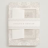 "Lace Trim" - Wedding Invitations in Cream by Kristen Smith - Assembled with Belly Band