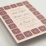 "Block Print Tile" - Wedding Invitations in Terracotta by Katharine Watson - Detail