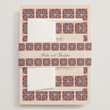 "Block Print Tile" - Wedding Invitations in Terracotta by Katharine Watson - Assembled with Belly Band
