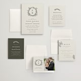 "leafy wreath" - Wedding Invitations in Cotton by Kate Ahn - Invitation Suite