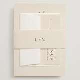 "Modern Aligned" - Wedding Invitations in Creampuff by Carolyn MacLaren - Assembled with Belly Band