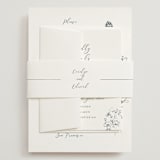 "Sketched Florals" - Wedding Invitations in Storm by Baumbirdy - Assembled with Belly Band