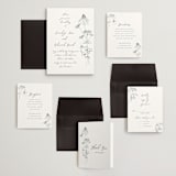 "Sketched Florals" - Wedding Invitations in Storm by Baumbirdy - Invitation Suite