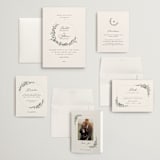 "Green Wreath" - Wedding Invitations in Champagne by Lori Wemple - Invitation Suite