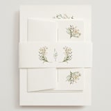 "delicate buds" - Wedding Invitations in Olive by Jennifer Wick - Assembled with Belly Band