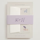 "tablescape drawing" - Wedding Invitations in Hydrangea by Cass Loh - Assembled with Belly Band