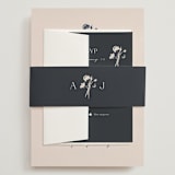 "Floral Monogram" - Wedding Invitations in Champagne by Lindsay Megahed - Assembled with Belly Band