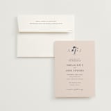 "Floral Monogram" - Wedding Invitations in Champagne by Lindsay Megahed - Invitation with Envelope