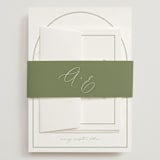 "Amelia" - Wedding Invitations in Olive by Kristie Kern - Assembled with Belly Band
