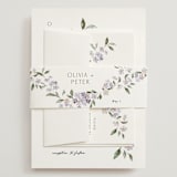 "Sweeping Vine" - Wedding Invitations in Periwinkle by Itsy Belle Studio - Assembled with Belly Band