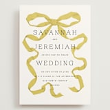 "Antique Ribbon" - Wedding Invitations in Citrine by Olivia Kanaley Inman - Front