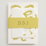 "Antique Ribbon" - Wedding Invitations in Citrine by Olivia Kanaley Inman - Assembled with Belly Band