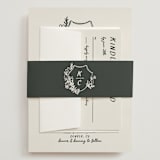 "Botanical Crest" - Wedding Invitations in Ink by Kelly Watkins - Assembled with Belly Band