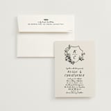 "Botanical Crest" - Wedding Invitations in Ink by Kelly Watkins - Invitation with Envelope