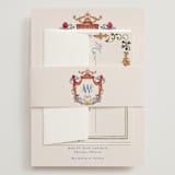 "Swan Crest" - Wedding Invitations in Royal by Cass Loh - Assembled with Belly Band