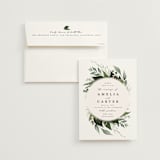 "Natures Greens" - Wedding Invitations in Ivory by Susan Moyal - Invitation with Envelope
