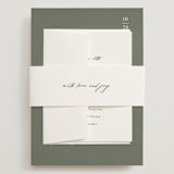 "Modern Bookmark" - Wedding Invitations in Cactus by Jill Means - Assembled with Belly Band