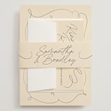 "French Whimsy Script" - Wedding Invitations in Champagne by Wallace Design Co. - Assembled with Belly Band