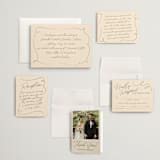 "French Whimsy Script" - Wedding Invitations in Champagne by Wallace Design Co. - Invitation Suite
