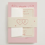 "The Bird Song" - Wedding Invitations in Peach by Helena Vitto - Assembled with Belly Band