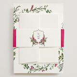 "Romantic Florals" - Wedding Invitations in Peony by Susan Moyal - Assembled with Belly Band