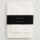 "Sketched Mountains" - Wedding Invitations in Snow by Mere Paper - Assembled with Belly Band