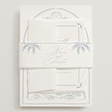 "Ocean Dreams" - Wedding Invitations in Pale Cerulean by Sabrin Deirani - Assembled with Belly Band