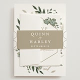 "Succulent Surround" - Wedding Invitations in Cloud by Susan Moyal - Assembled with Belly Band