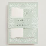 "Fairy Forest" - Wedding Invitations in Sage by Kristen Knechtel - Assembled with Belly Band