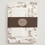 "Mountain Ranch Toile" - Wedding Invitations in Leather by Jenna Holcomb - Assembled with Belly Band