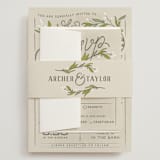 "Rustic Love" - Wedding Invitations in Parchment by GeekInk Design - Assembled with Belly Band