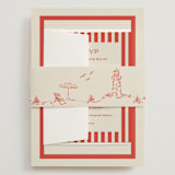 "Kitty Hawk" - Wedding Invitations in Lobster by Jackie Crawford - Assembled with Belly Band