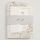 "Sketched Flora" - Wedding Invitations in Cream by Paper Raven Co. - Assembled with Belly Band
