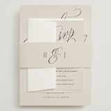 "Mirin" - Wedding Invitations in Linen by Kate Ahn - Assembled with Belly Band