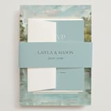 "Reflections" - Wedding Invitations in Lake by Lindsay Megahed - Assembled with Belly Band