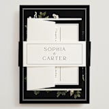 "Botanical Love" - Wedding Invitations in Black Tie by Susan Moyal - Assembled with Belly Band