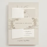 "Preserved Fall Botanicals" - Wedding Invitations in Linen by Erin Deegan - Assembled with Belly Band