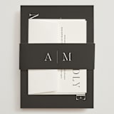 "Around the Way" - Wedding Invitations in Slate by That Girl Press - Assembled with Belly Band