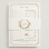 "Chelsea" - Wedding Invitations in Hibiscus by Everett Paper Goods - Assembled with Belly Band