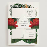 "Tropical Bouquet" - Wedding Invitations in Basil by Elly - Assembled with Belly Band