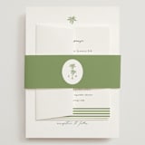 "Palm Monogram" - Wedding Invitations in Leaf by Olivia Raufman - Assembled with Belly Band
